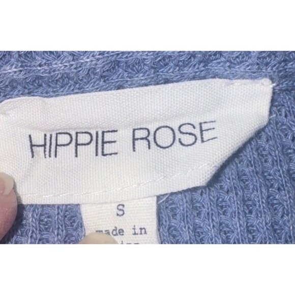 Hippie Rose Women’s Blue Waffle Knit Button Down Long Sleeve Blouse Top Sz S - Picture 5 of 9